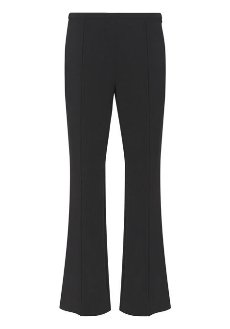 Black Bi-Stretch Crepe Flared Pants - women